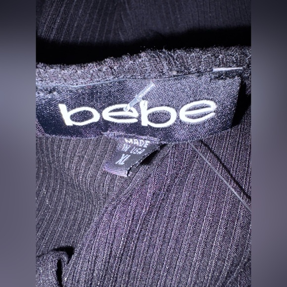 bebe Black Ribbed Sleeveless Dress - Picture 3 of 5